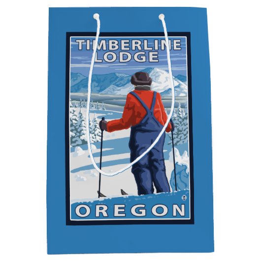 Skifahrer-Bewundern - Timberline-Häuschen, Oregon Mittlere Geschenktüte (Vorderseite)