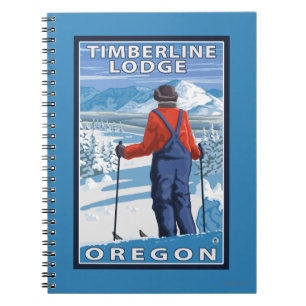 Skifahrer-Bewundern - Timberline-Häuschen, Oregon Notizblock