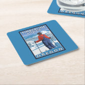 Skifahrer-Bewundern - Timberline-Häuschen, Oregon Rechteckiger Pappuntersetzer (angewinkelt)