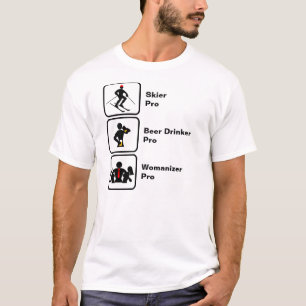Skifahrer, Bier Drinker, Frau T-Shirt