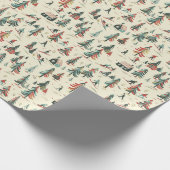 Skifahrer & Bierbaume: Winterlandschaft Muster Geschenkpapier (Ecke)
