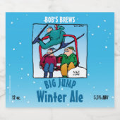 Skifahrer Cartoon Winter Ale Bierflaschenetikett (Einzelnes Label)