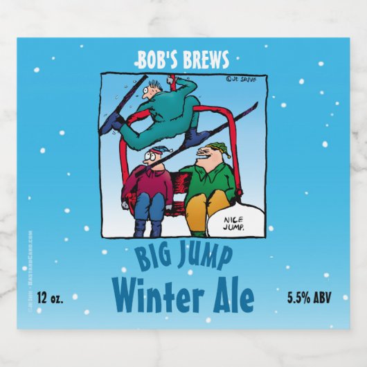 Skifahrer Cartoon Winter Ale Bierflaschenetikett (Einzelnes Label)