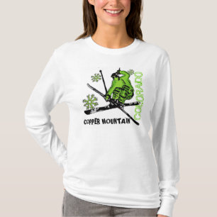 Skifahrer-Damen Hoodie kupferner Gebirgscolorados T-Shirt