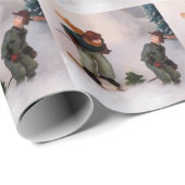 Skifahrer - Dorfwrapping Geschenkpapier (Rolleneckpunkt)