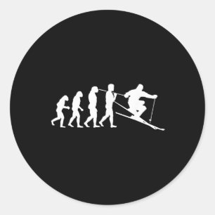Skifahrer Evolution Ski Skifahren Geschenk Winters Runder Aufkleber