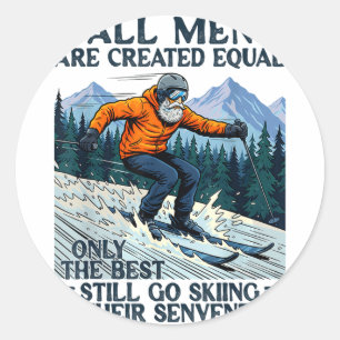 Skifahrer fährt 70. Geburtstag Männer sind gleich Runder Aufkleber