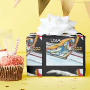 Skifahrer Geschenkpapier