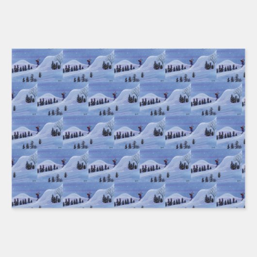 Skifahrer Geschenkpapier Set (Vorderseite 3)