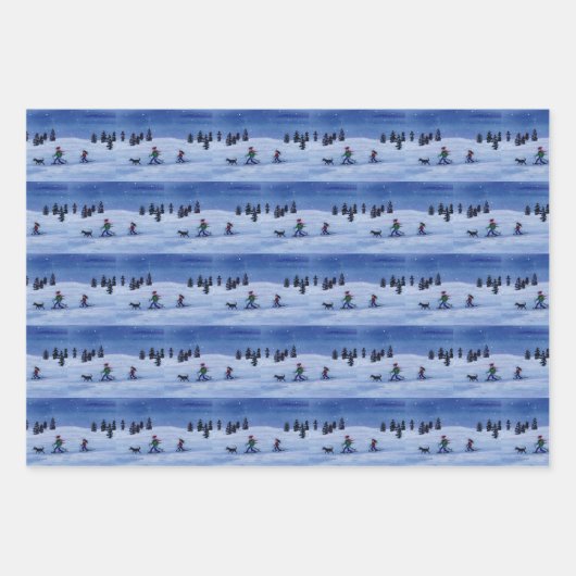 Skifahrer Geschenkpapier Set (Vorderseite)