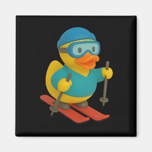 Skifahrer Gummiente Skifahren Ski Ente Entchen  Magnet