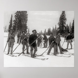 Skifahrer in Colorado, 1910. Altes Foto Poster