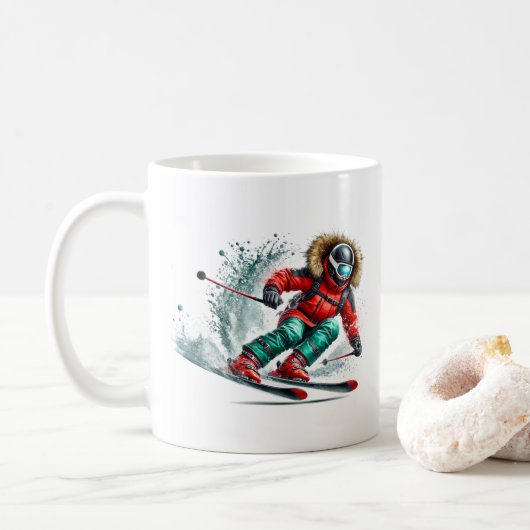 Skifahrer kaffeetasse (Mit Donut)
