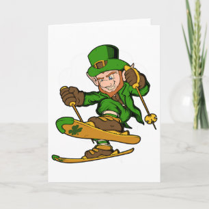 Skifahrer Leprechaun St. Patrick's Day Skifahren Karte