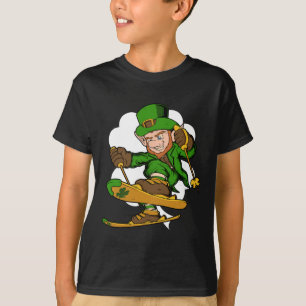 Skifahrer Leprechaun St. Patrick's Day Skifahren T-Shirt