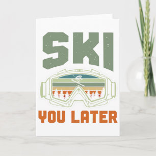 Skifahrer Lustiger Skifahrer Bis später Winter Ski Karte