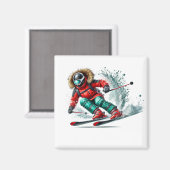 Skifahrer Magnet (Vorderseite/Rückseite)