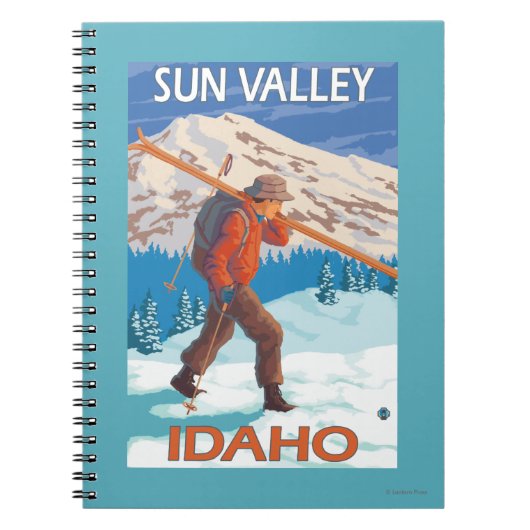 Skifahrer mit Schneeschuhen - Vintage Reise 2 Notizblock (Vorderseite)