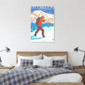 Skifahrer mit Schneeschuhen- Vintage-Reise 3 Leinwanddruck (Insitu (Schlafzimmer))