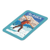 Skifahrer mit Schneeschuhen- Vintage-Reise 3 Magnet (Linke Seite)