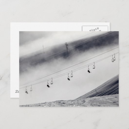 Skifahrer mit Sessellift Postkarte (Vorne/Hinten)