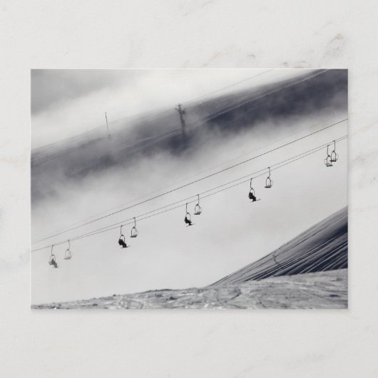 Skifahrer mit Sessellift Postkarte (Vorderseite)