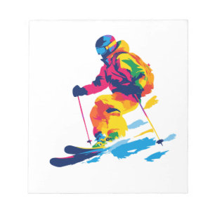 Skifahrer-Porträt-Illustration Aquarellmalerei Notizblock