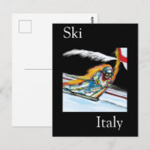 Skifahrer Postkarte (Vorne/Hinten)