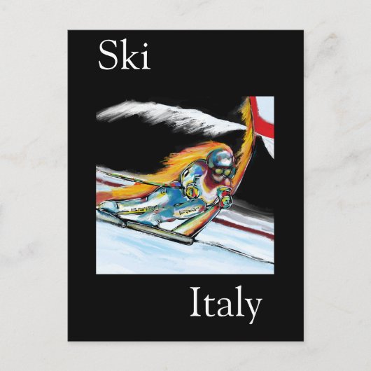 Skifahrer Postkarte (Vorderseite)
