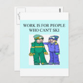 Skifahrer Postkarte (Vorne/Hinten)