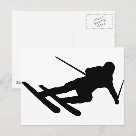 Skifahrer Postkarte (Vorne/Hinten)