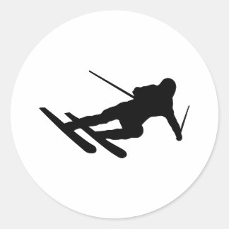 Skifahrer Runder Aufkleber