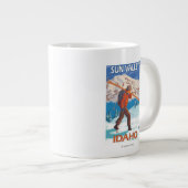 Skifahrer Schneeschuhe - Jahrgang 2 Jumbo-Tasse (Vorderseite Rechts)