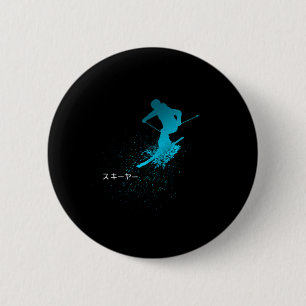 Skifahrer, Ski, Japanisch Button