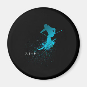 Skifahrer, Ski, Japanisch Magnet