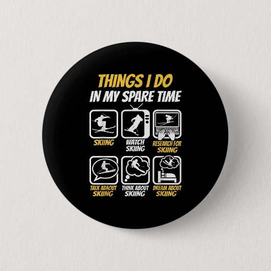 Skifahrer Ski Snow Wintersportler Fu Button (Vorderseite)