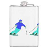 Skifahrer Skifahren Flachmann (Rückseite)