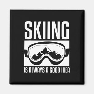 Skifahrer Skifahren ist immer eine gute Idee Ski Magnet