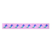 Skifahrer Skifahren Pastel Pink Satinband (Vorderseite)
