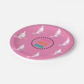 Skifahrer Skifahren Pink White Pappteller (Schrägansicht)