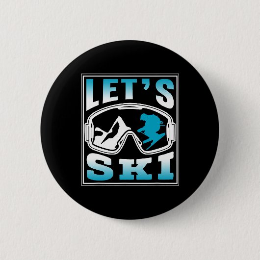 Skifahrer Skifahren Wintersportler Button (Vorderseite)