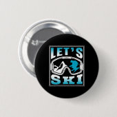 Skifahrer Skifahren Wintersportler Button (Vorne & Hinten)