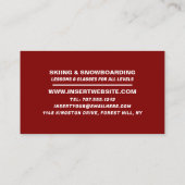 Skifahrer, Skifahrer und Snowboarder-Instruktor Visitenkarte (Rückseite)