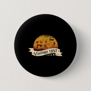 Skifahrer Skifahrerin Skilift Vintage Geboren 1957 Button