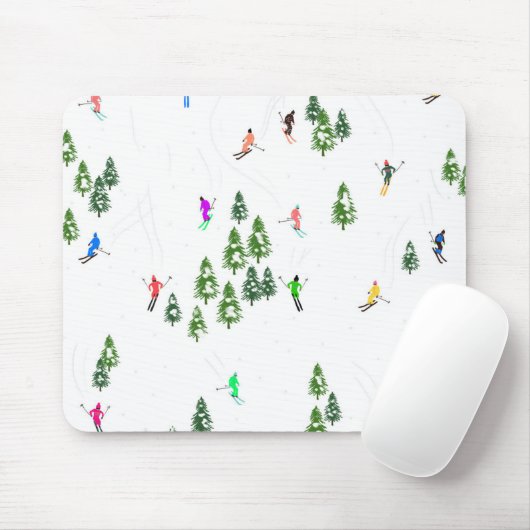 Skifahrer SkiIllustration Skifahren Weihnachten We Mousepad (Mit Mouse)