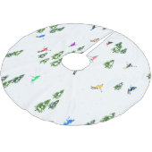 Skifahrer SkiIllustration Skifahren Weihnachten We Polyester Weihnachtsbaumdecke (Schrägansicht)