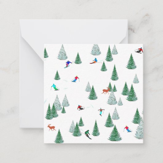 Skifahrer Skipiste Abfahrt Skiausrüstung Skipass Mitteilungskarte (Vorderseite)