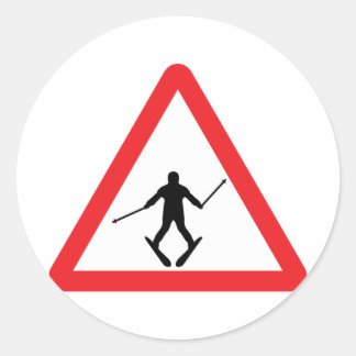 Skifahrer - Skipiste Runder Aufkleber