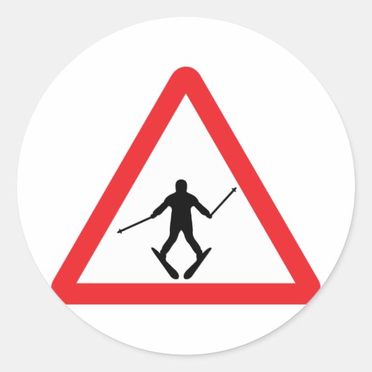 Skifahrer - Skipiste Runder Aufkleber (Vorderseite)