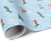 Skifahrer Snowboarder auf den Moguls Wintersport Geschenkpapier (Rolleneckpunkt)